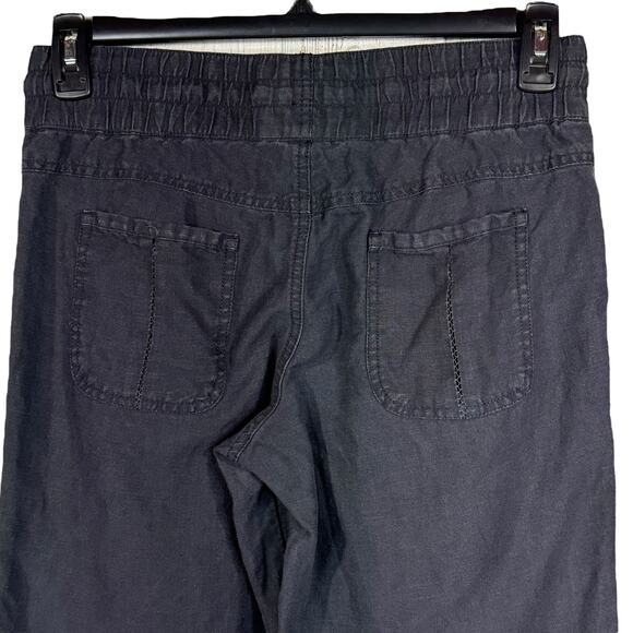 Athleta SZ 6 Lakeside Linen Pants Pull-On Pocket Wide Leg Drawstring Flint Grey - Picture 5 of 8